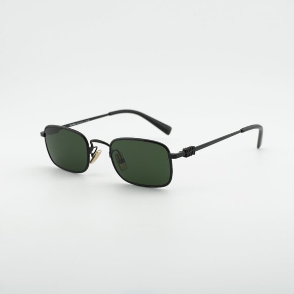 Miu Miu MUA53S 1AB1I0 Sunglasses Black Rectangle Frame, Dark Green Lenses main image 6